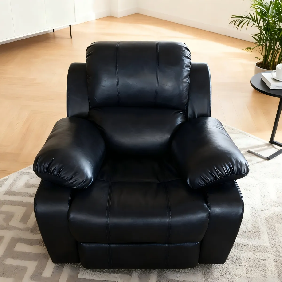 ELEMENT DESIGN - Berger Reclinable Sillón 1 Cuerpo PU 84x73x97cm Negro Soporte Lumbar