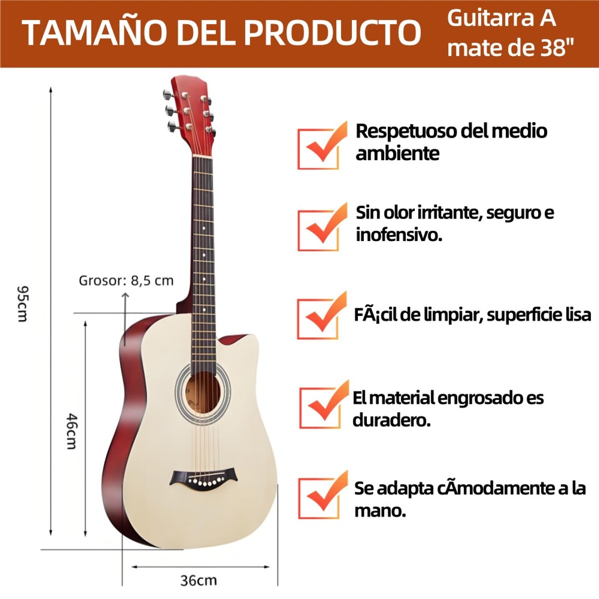 BLUEDREAMER - Paquete de guitarra acústica para principiantes de 38 pulgadas