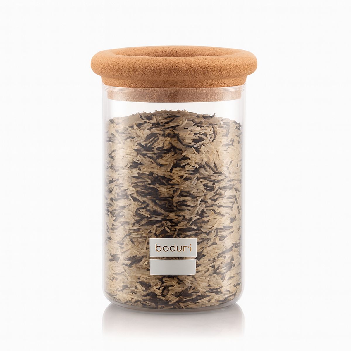 BODUM - Jarro de Almacenamiento Bodum – Vidrio Borosilicato 1,0 L con Tapa de Corcho Natural