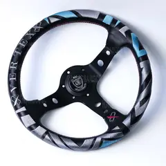 GENERICO - Volante Deportivo Vertex GRIS-AZUL Concavo Karvas