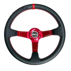 GENERICO - Volante Deportivo Mango Carbono SPC ROJO Concavo Karvas