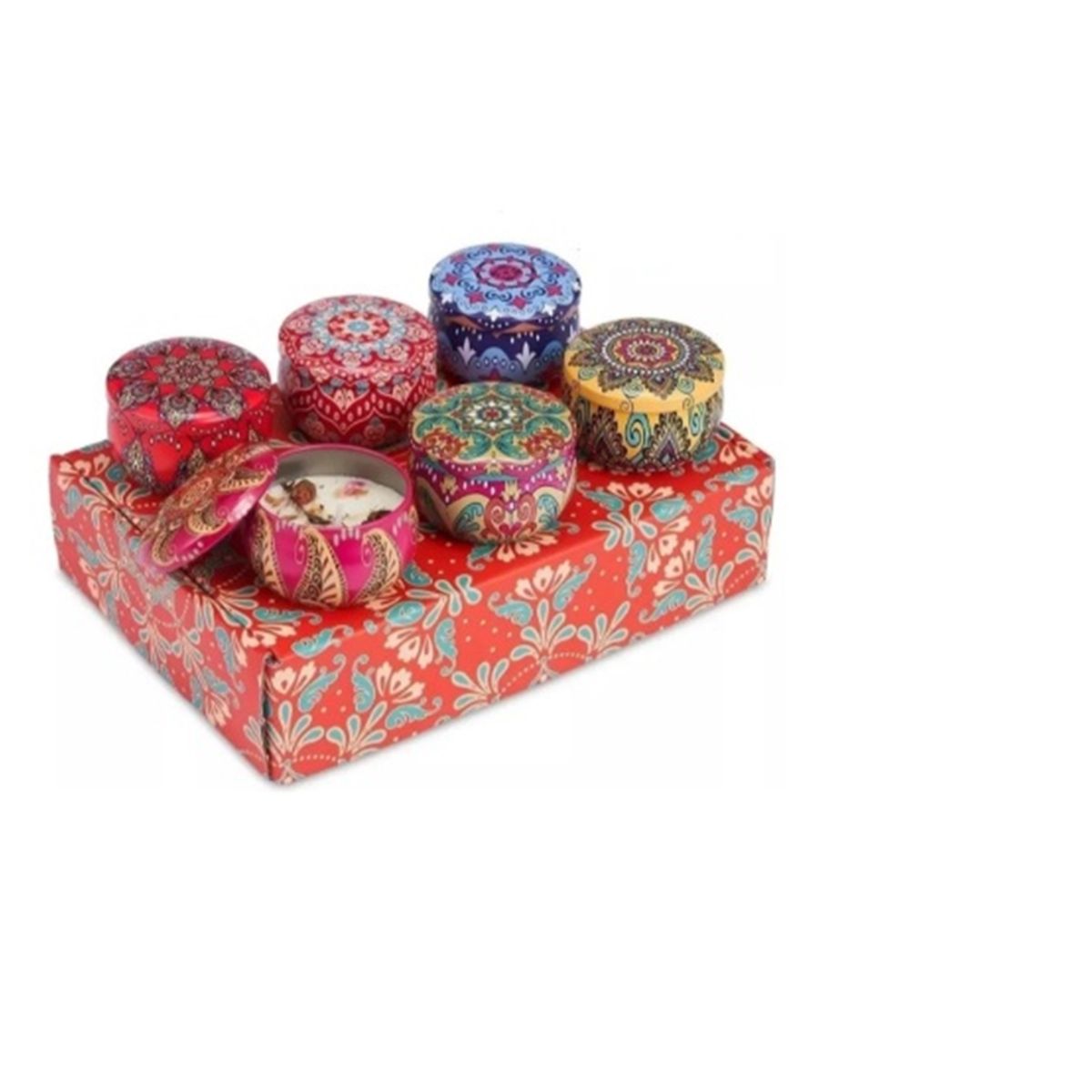 GENERICO - PACK 6 VELAS ROMATICAS CON PETALOS DECORATIVOS
