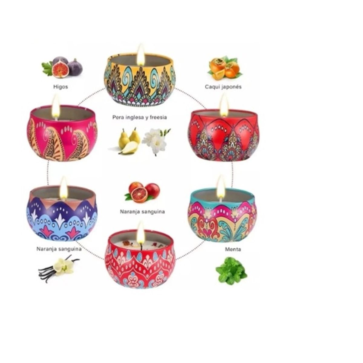 GENERICO - PACK 6 VELAS ROMATICAS CON PETALOS DECORATIVOS