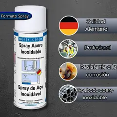 WEICON - Spray Recubrimiento Acero Inoxidable 400 ml - Protección Anticorrosiva Efecto Metal