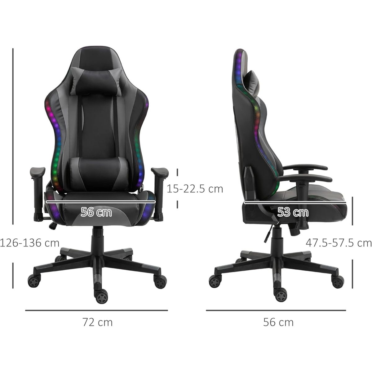 CRUSEC - Silla Gamer Luz RGB Soporte Lumbar Reclinable Reposapiés