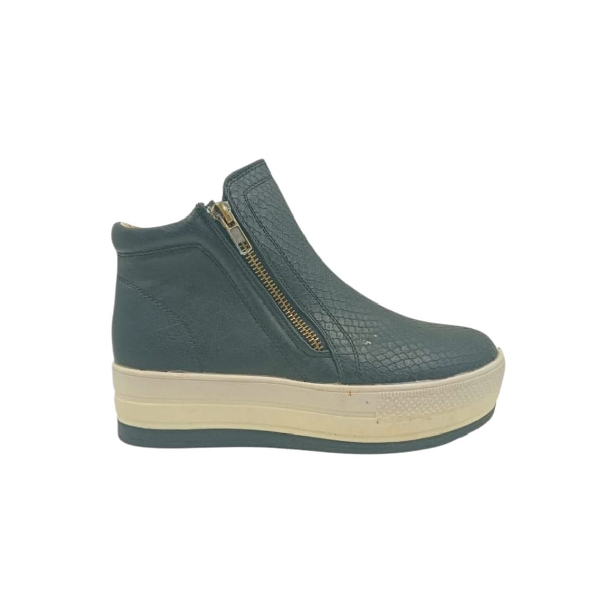 HERIEL - Zapatilla Negra Caña Plataforma Mujer