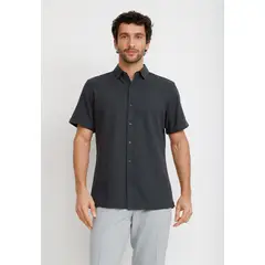 TRIAL - Camisa Lino Algodón Boris Gris Oscuro