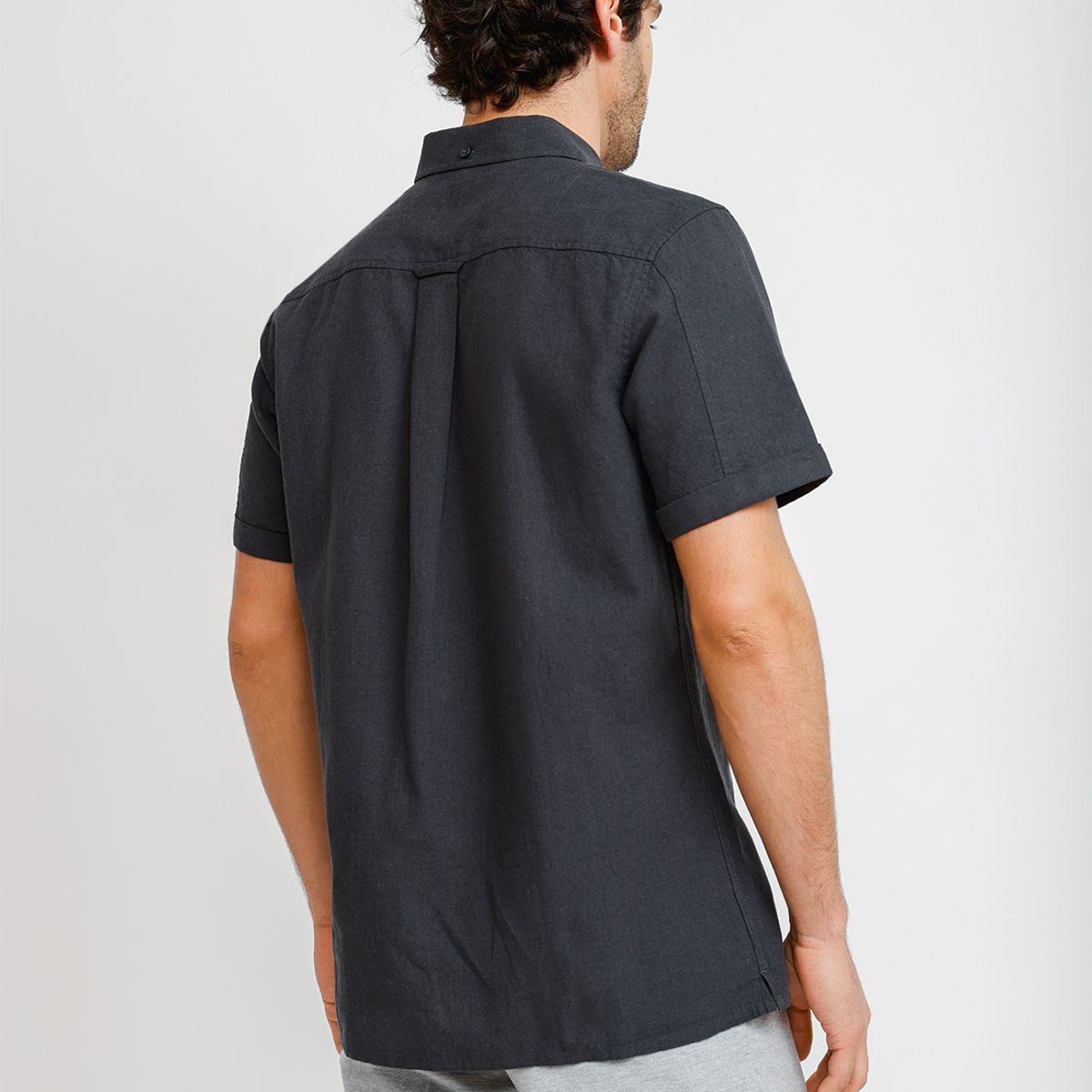 TRIAL - Camisa Lino Algodón Boris Gris Oscuro