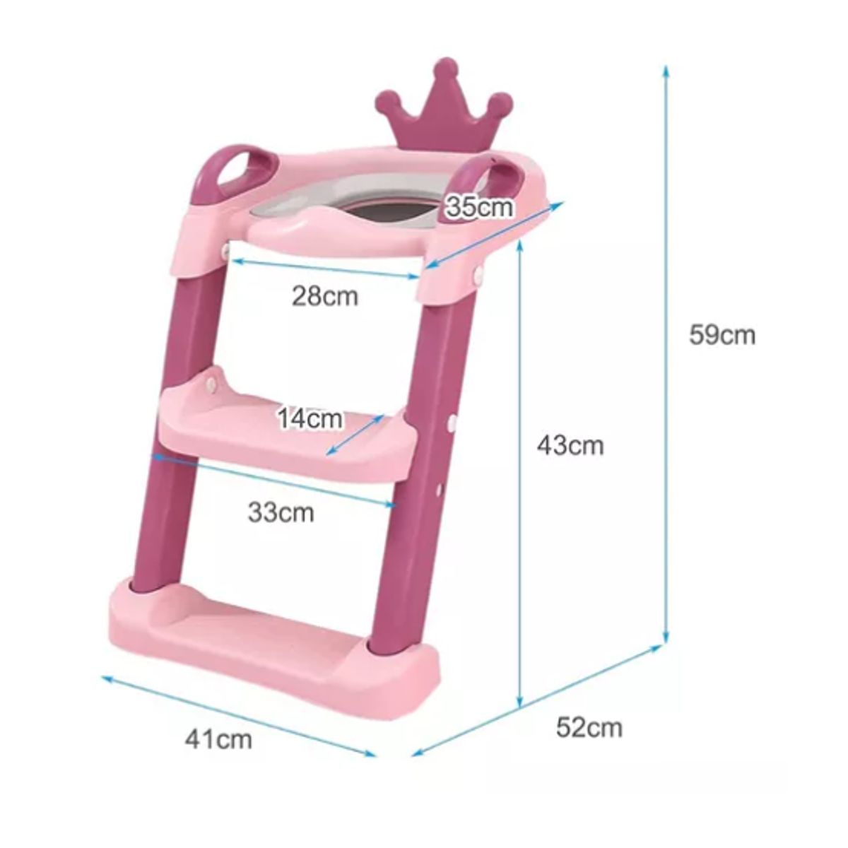 GENERICO - Escalera Asiento Adaptador Baño Para Niños Coronita Rosado