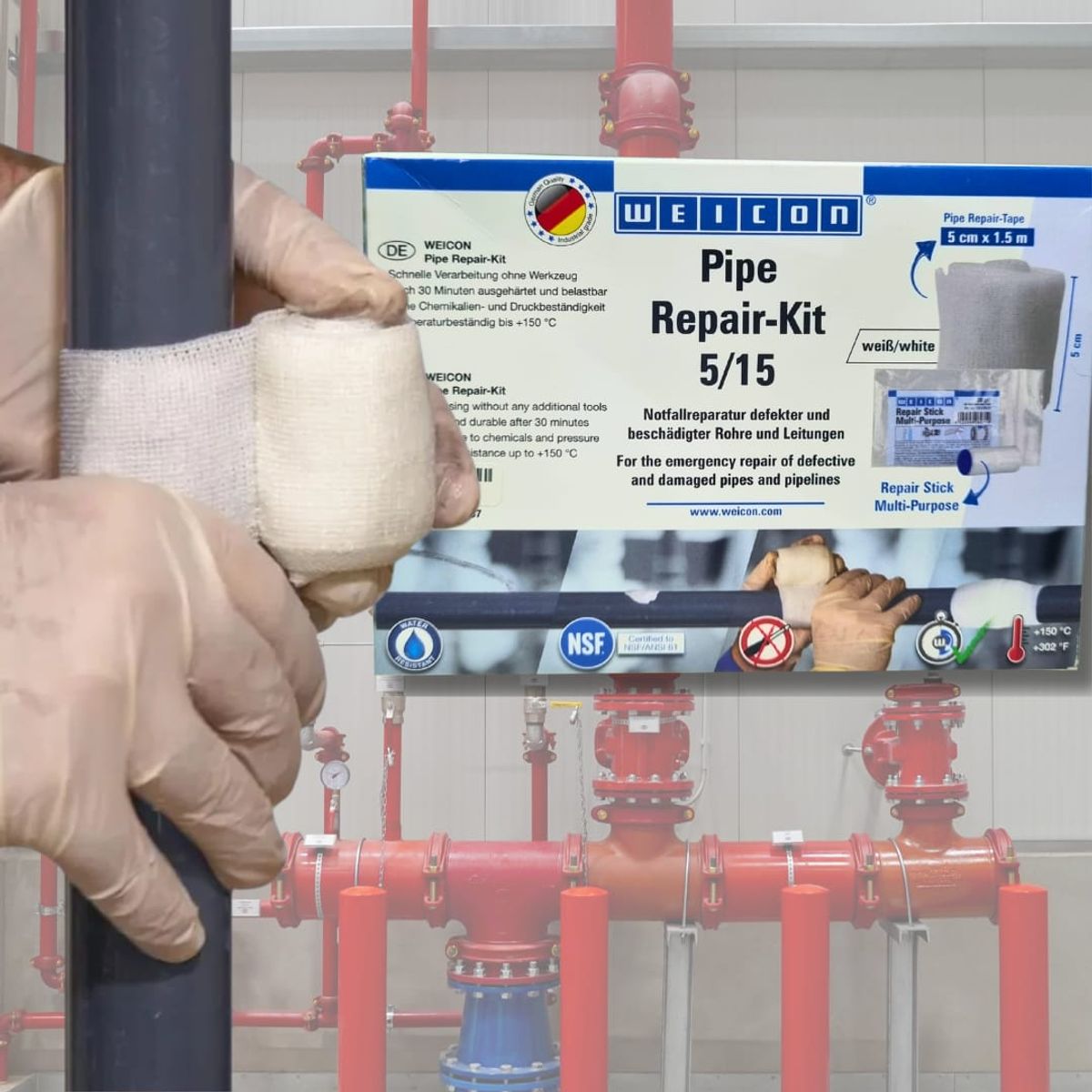 WEICON - Kit Reparador de Tuberías con Fugas WEICON  Certificado NSF para Agua Potable