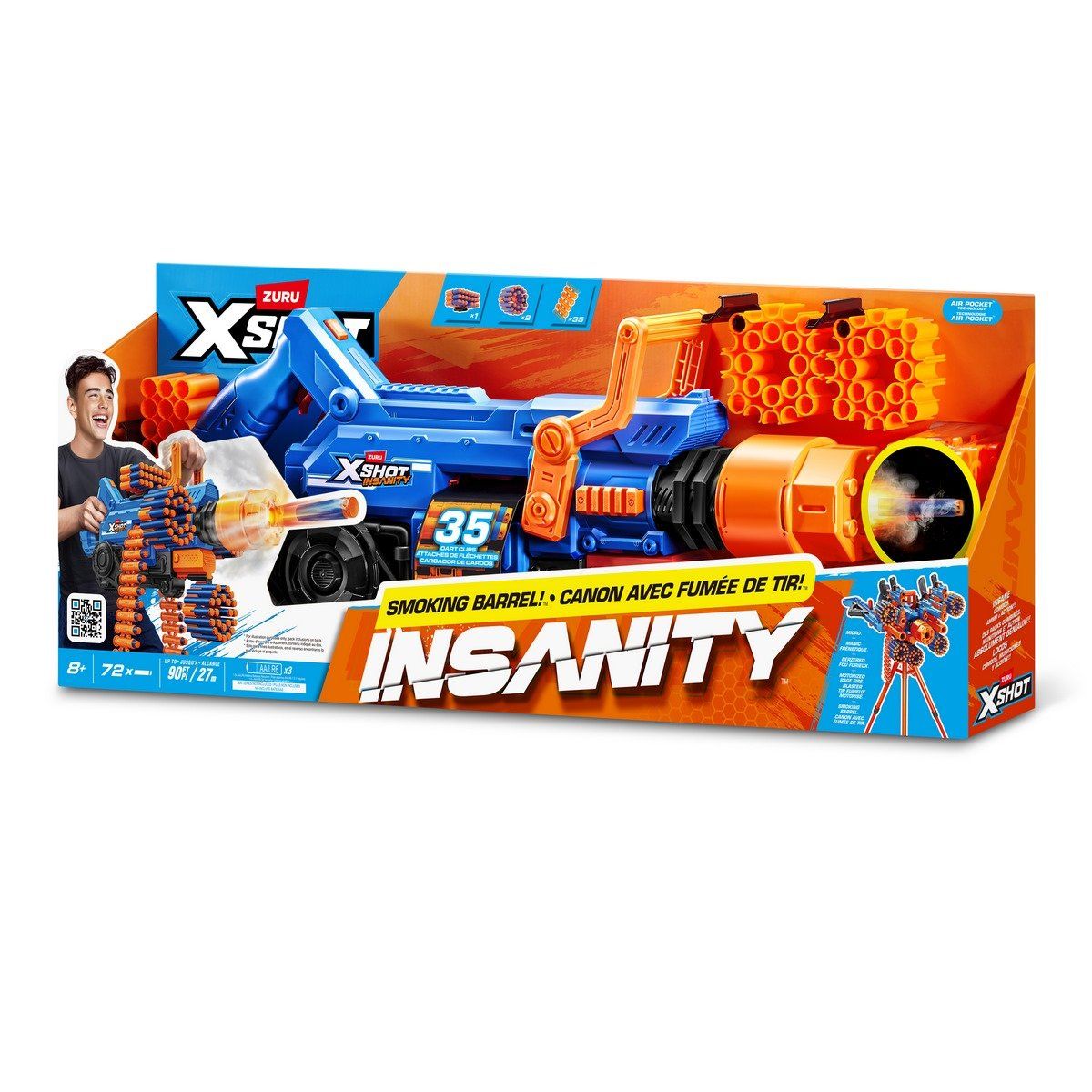 X-SHOT - Lanza Dardos Insanity Smoking Barrel Con 72 Dardos X-Shot