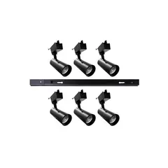 WANT - 8 Focos Negros GU10 con 2 Riel 1mt Luz Cálida