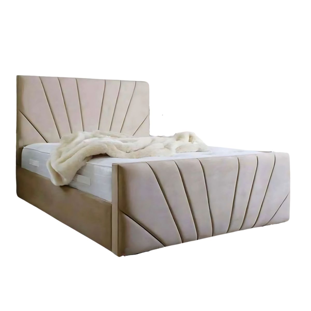GENERICO - Base de Cama Americana Doble Respaldo Super King Lino Beige