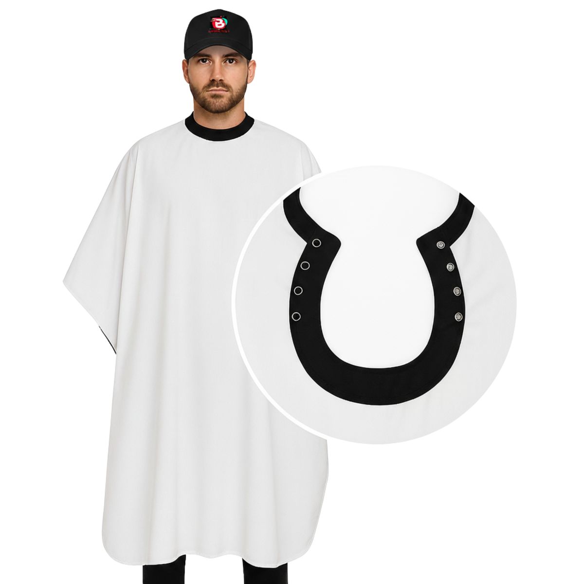 GENERICO - Capa Blanca de Barbería Cuello de Silicona