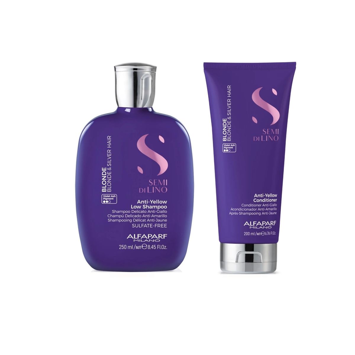 ALFAPARF MILANO - Shampoo + acondicionador Blonde Anti-Yello violeta Alfaparf