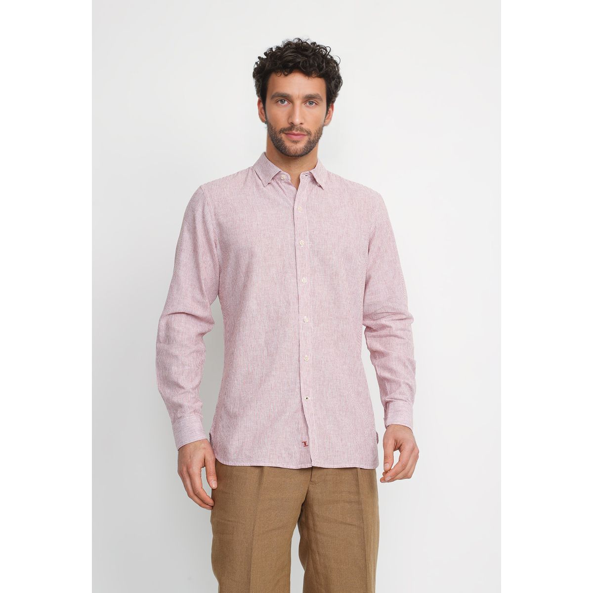 TRIAL - Camisa Rayada Lino Algodón Bruno Naranjo