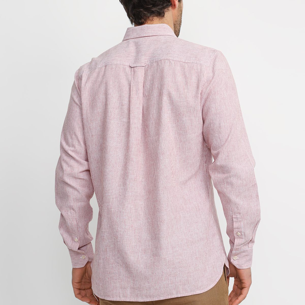 TRIAL - Camisa Rayada Lino Algodón Bruno Naranjo