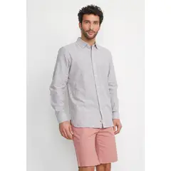 TRIAL - Camisa Rayada Lino Algodón Bruno Beige
