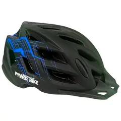 POWERBIKE - Casco Deportivo con Luz Negro-Azul Talla M