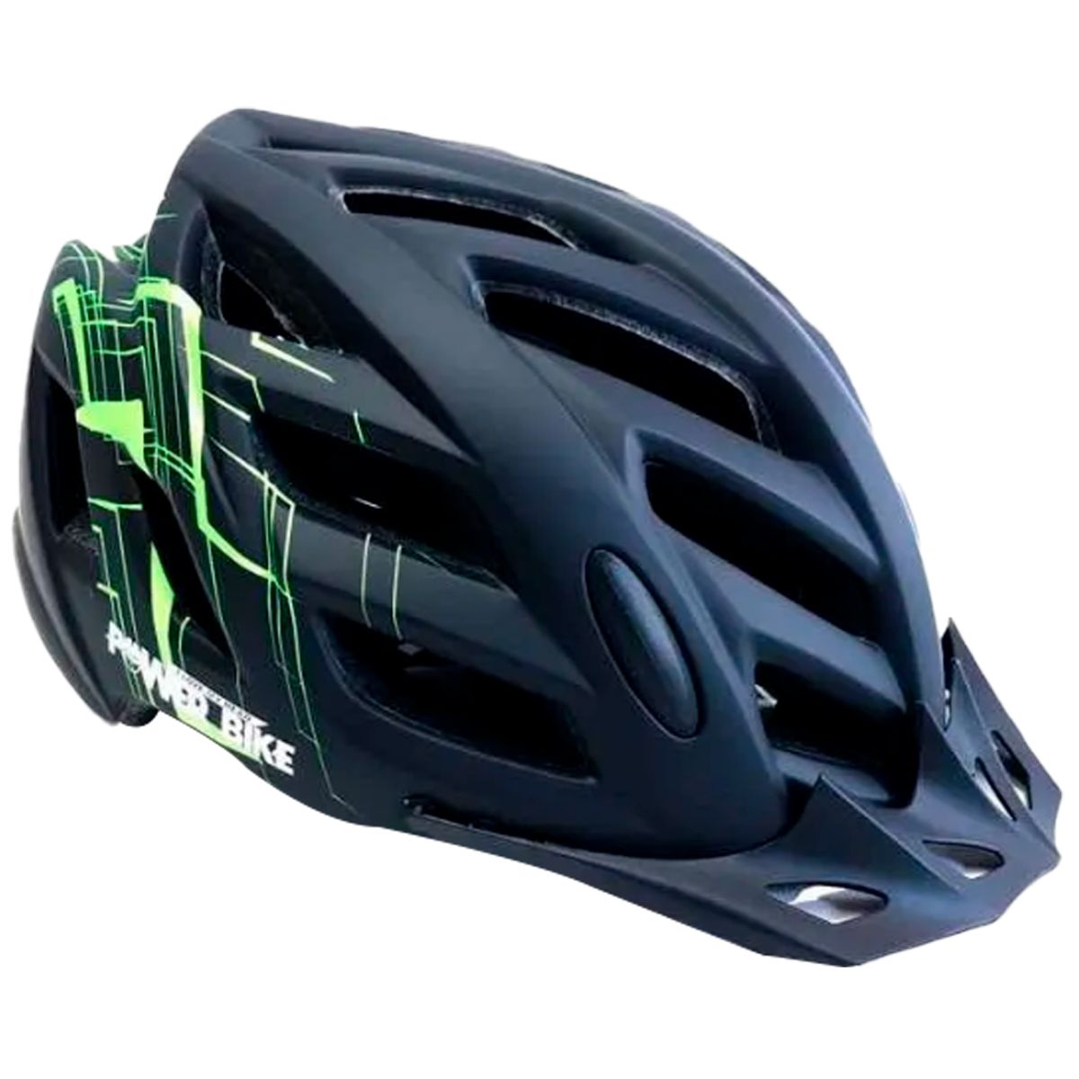 POWERBIKE - Casco Deportivo con Luz Negro-Verde Talla M