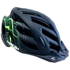 POWERBIKE - Casco Deportivo con Luz Negro-Verde Talla M
