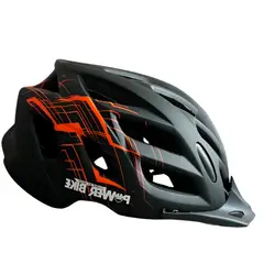 POWERBIKE - Casco Deportivo con Luz Negro-Naranjo Talla M