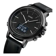 SKMEI - Reloj hombre elegante cuero impermeable alarma