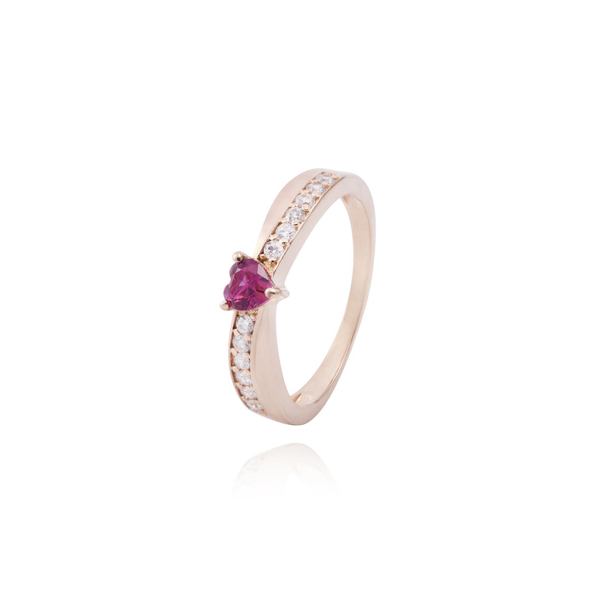JB JOYAS BARON - Anillo Oro Miel 18kt Corazón Central y Riel