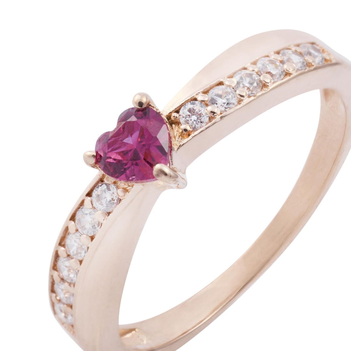 JB JOYAS BARON - Anillo Oro Miel 18kt Corazón Central y Riel