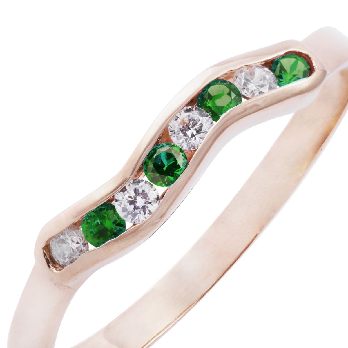 JB JOYAS BARON - Anillo Oro Miel 18kt Asimétrico Esmeraldina