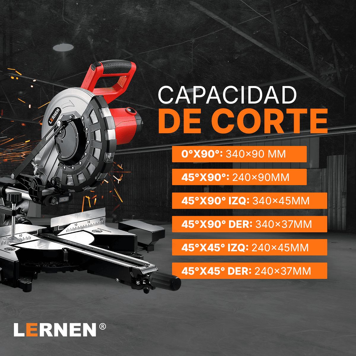 LERNEN - Ingleteadora Eléctrica Dual 1800W Lernen