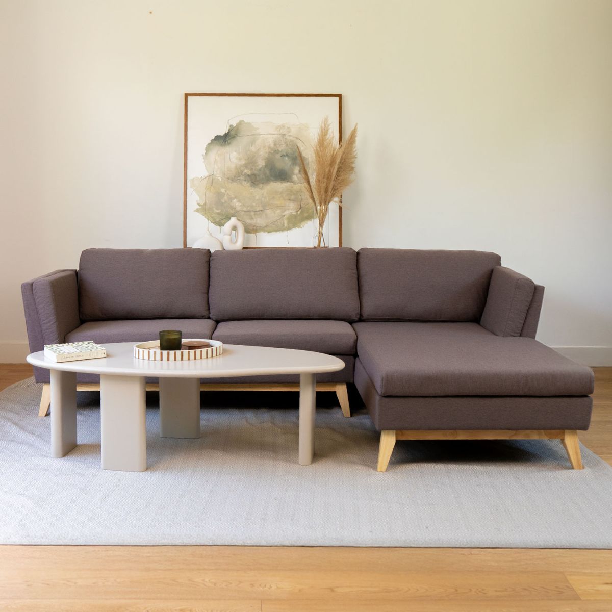 RELAN - Sofá Seccional 3 Cuerpos Relan Albano Sillon en L Café