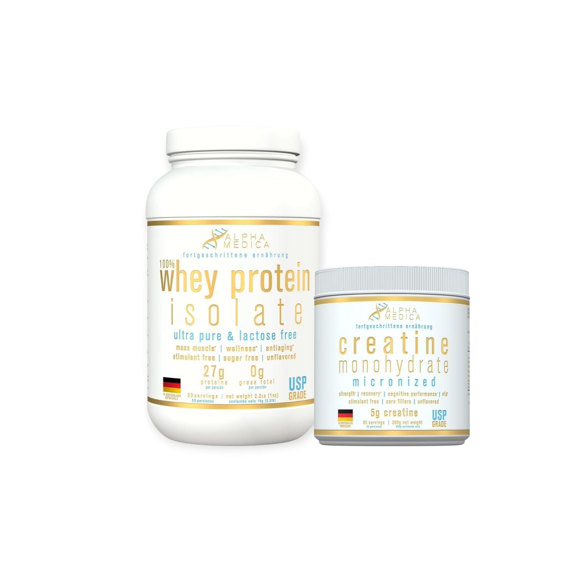 ALPHAMEDICA - PACK PROTEINA 100% PROTEIN ISOLATE + CREATINA 300GR - ALPHA MEDICA