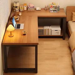 GENERICO - Escritorio En L Oficina Madera Con Fierro Moderno 140x75x120