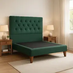 GENERICO - Cama Plaza y Media Verde Botella Respaldo + Base