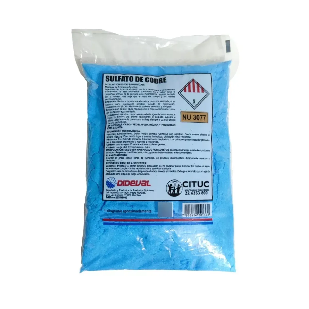 DIDEVAL - Sulfato de Cobre Multiusos 1 Kg Algicida y Fungicida