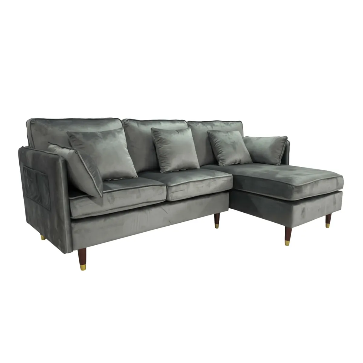 RELAN - Sofá Seccional 3 Cuerpos Relan Ariccia Sillon Velvet Gris