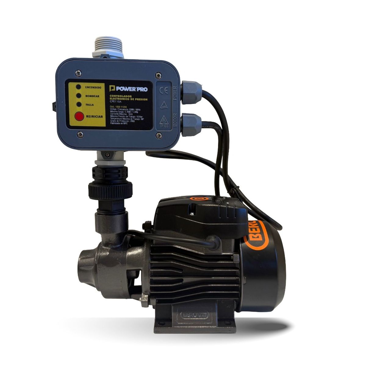 BERCATTI - Kit bomba superficie periférica 1HP + Controlador de presión 1,5 HP