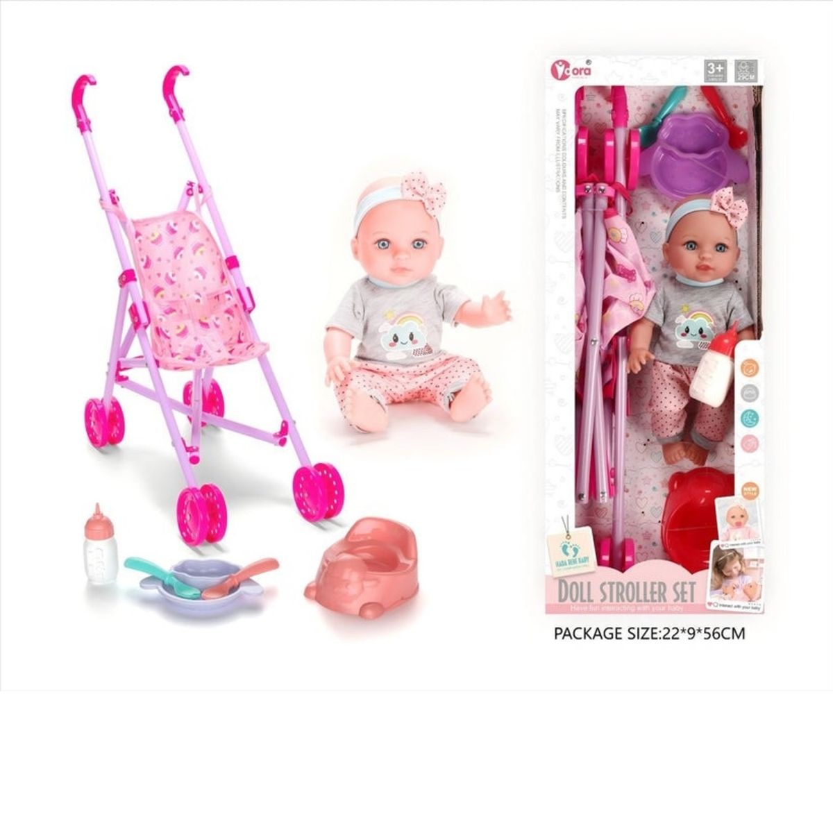 GENERICO - COCHE DE MUÑECA CON ACCESORIOS