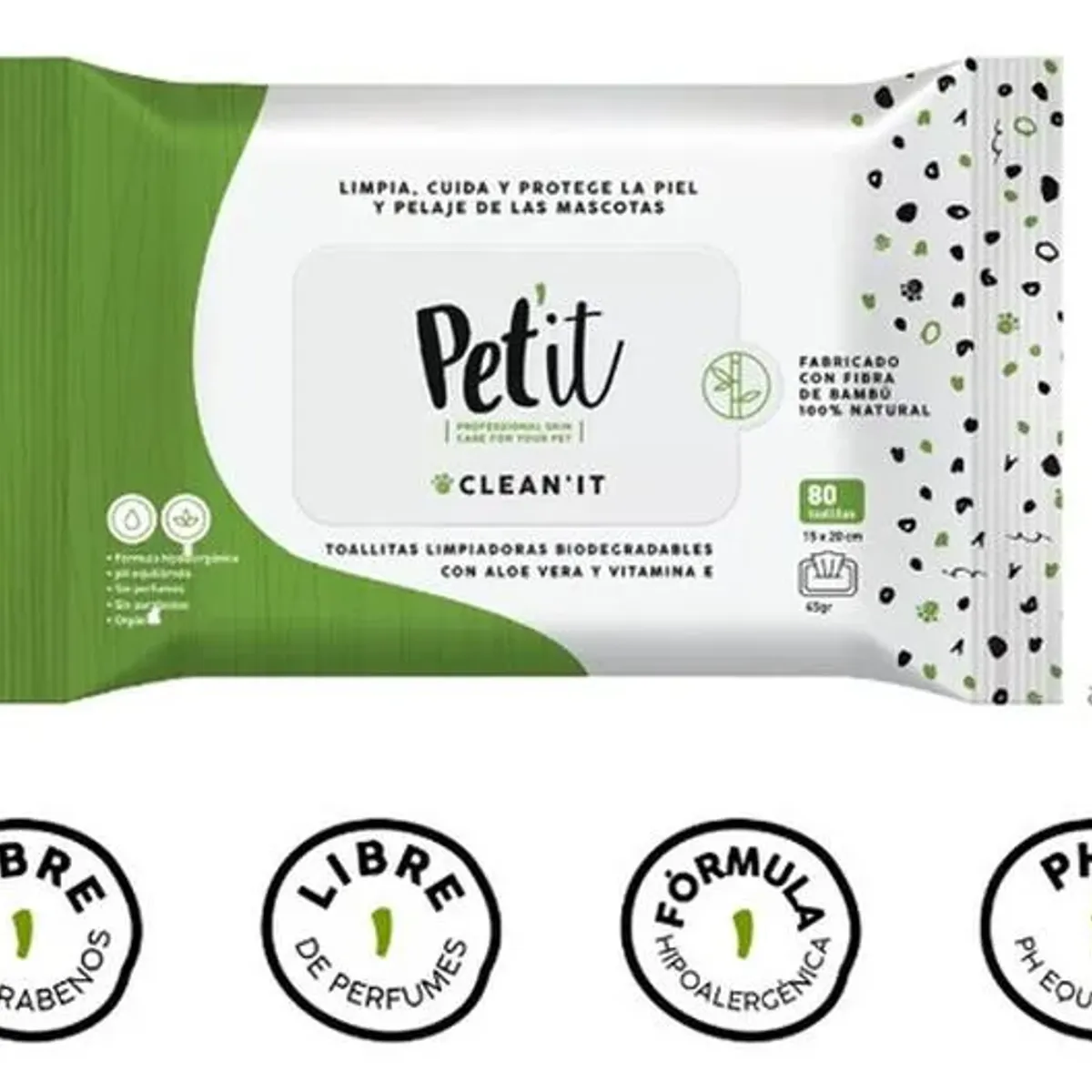 PETIT - Pet'it Toallitas Húmedas Biodegradables Para Mascotas 80u
