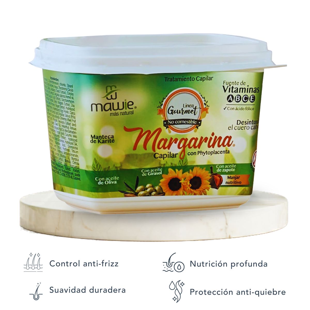 GENERICO - Tratamiento Capilar Margarina Nutritiva Antifrizz Mawie 500ml  Hidratación y Definición de Rizos