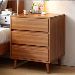 GENERICO - Velador Moderno Nordico de Madera Con Cajones 50x62x40cm