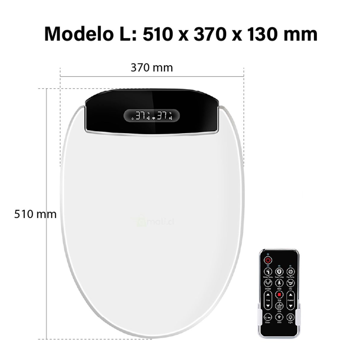 BE BLU - Tapa de Inodoro Inteligente BLU101 L Black Bidé Baño WC Japonés