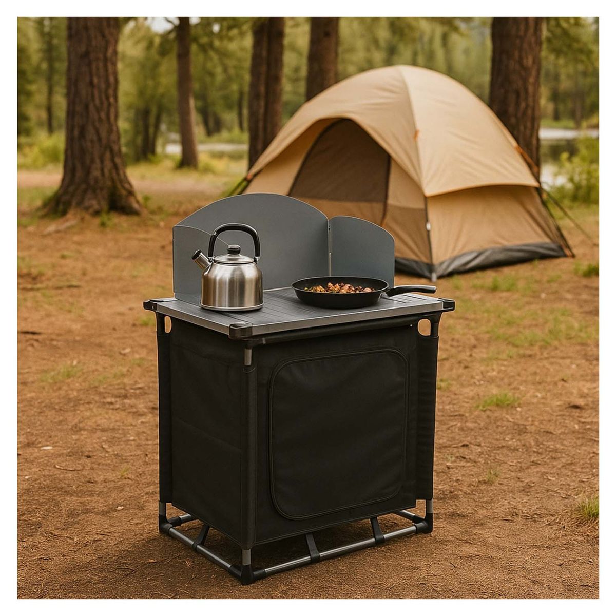 RUTTA - Mesa de Cocina Plegable Camping Negra