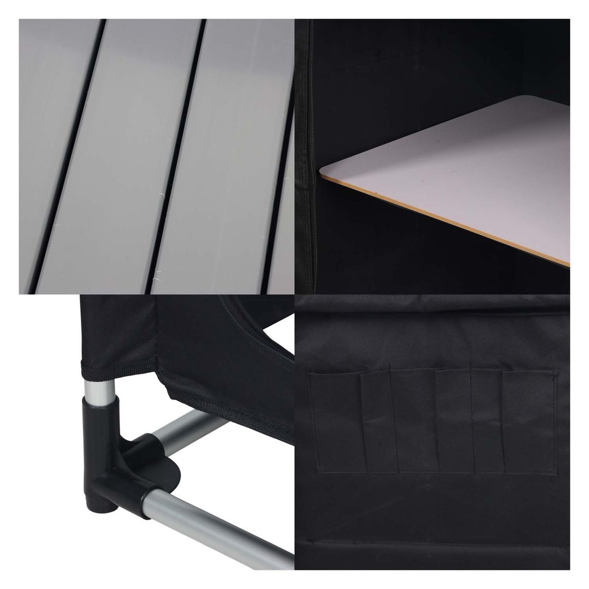 RUTTA - Mesa de Cocina Plegable Camping Negra