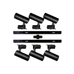 WANT - 6 Focos Negros GU10 con 2 Riel 1mt Luz Fría y Unión