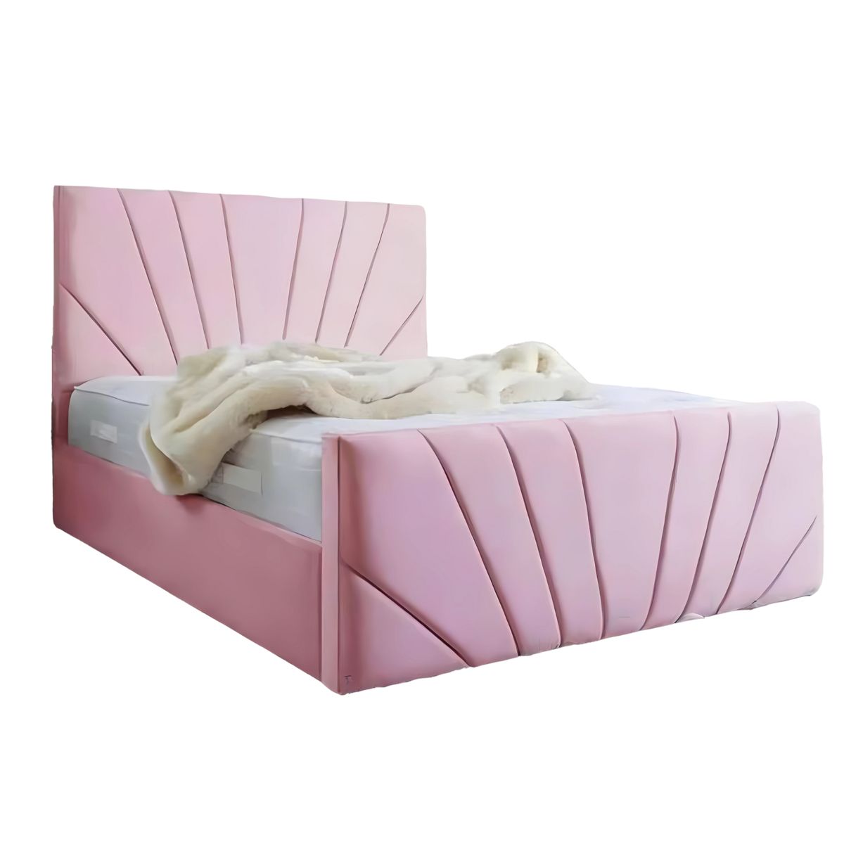 GENERICO - Base de Cama Americana Doble Respaldo 1 plaza Felpa Palo Rosa