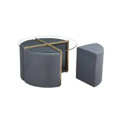 FURNITECH - Mesa de Centro Paris + 4 Puff