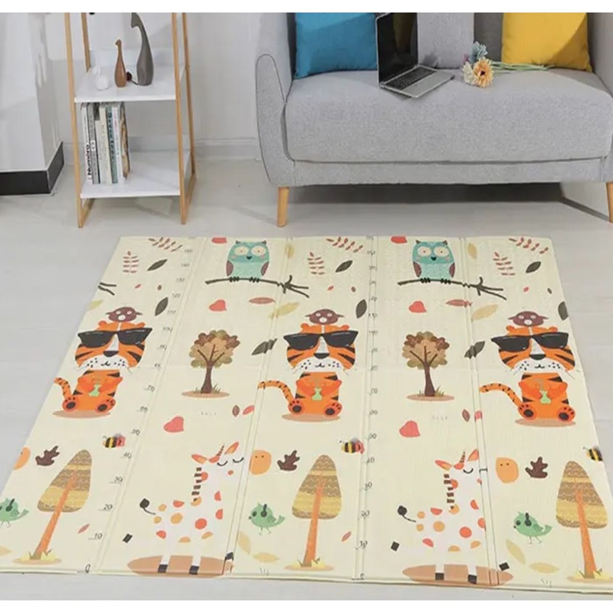 COMPRAPO - ALFOMBRA ANTIGOLPES TIGRES Y OVEJITAS 180x200 CM PLEGABLE