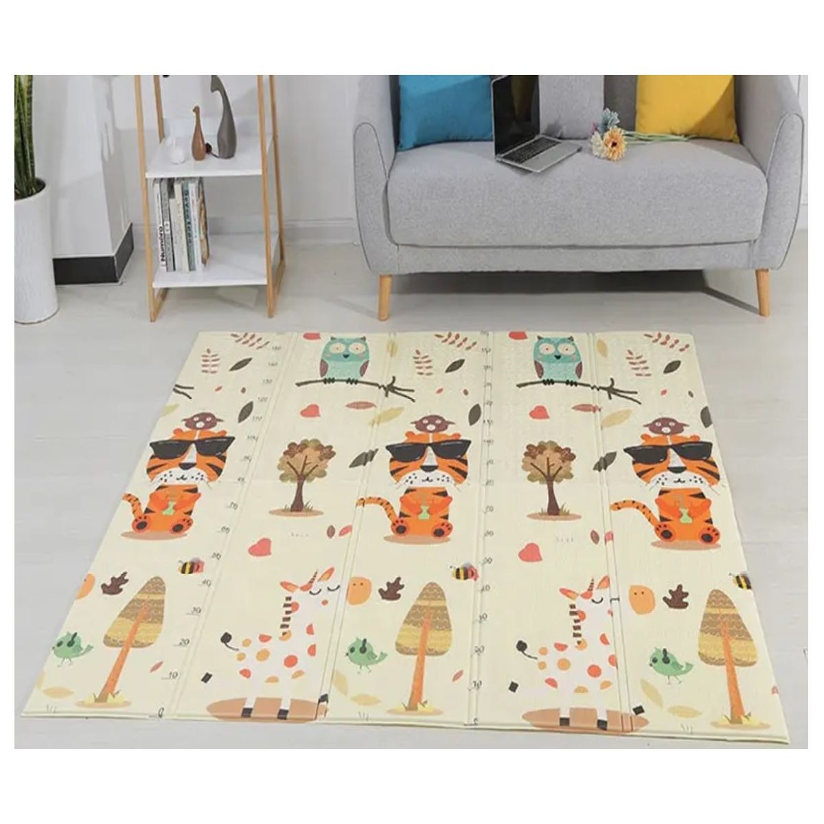 COMPRAPO - ALFOMBRA ANTIGOLPES TIGRES Y OVEJITAS 180x200 CM PLEGABLE